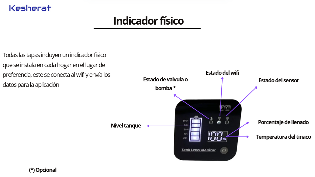 Tapa Inteligente sensor medidor de agua para tinaco K2